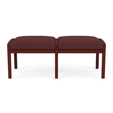 Lenox Wood 2 Seat Bench Wood Frame, Mahogany, RF Nebbiolo Upholstery